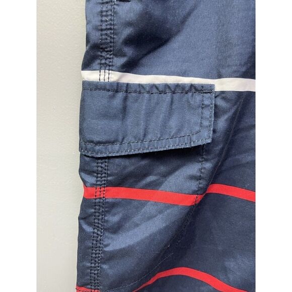 Old Navy Swim Trunks Mens XXL Navy Red White Drawstring Tie Mesh Lined Striped - Picture 3 of 6